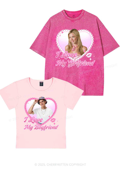 Custom Love My GF BF Photo Y2K Valentine's Day Couple Shirt Cherrykitten