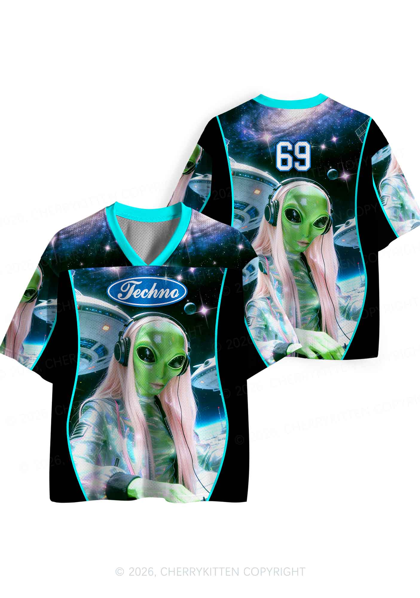 Techno Alien DJ Y2K Sport Jersey Shirts Cherrykitten