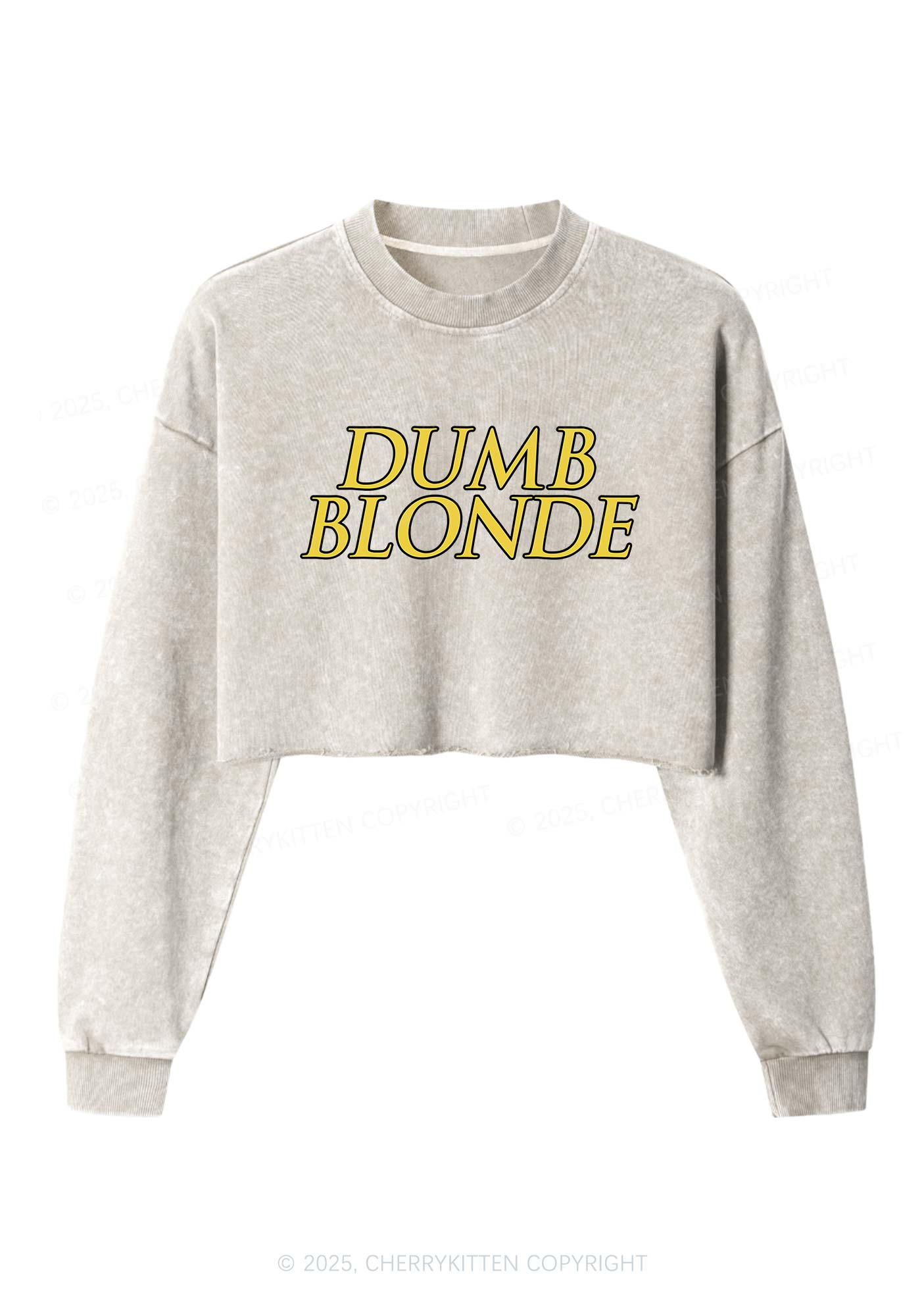 Dumb Blonde Y2K Crop Washed Sweatshirts Cherrykitten