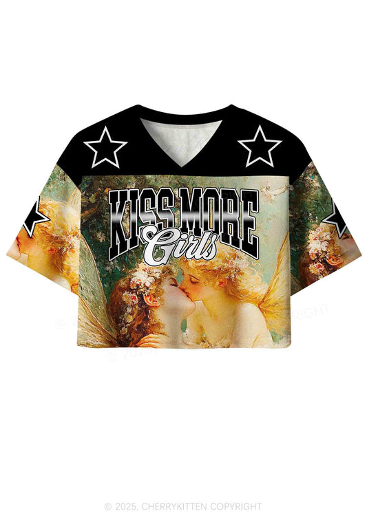Custom Kiss More Girls Lesbian Pride Y2K Crop Sport Jersey Shirts Cherrykitten