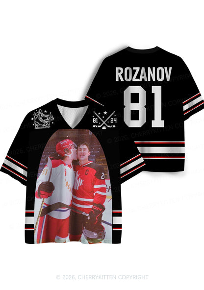 Black Hockey Boys Kissing HR Y2K Sport Jersey Shirts Cherrykitten