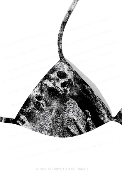 Halloween Gothic Skull Y2K Print Bikini Set Cherrykitten