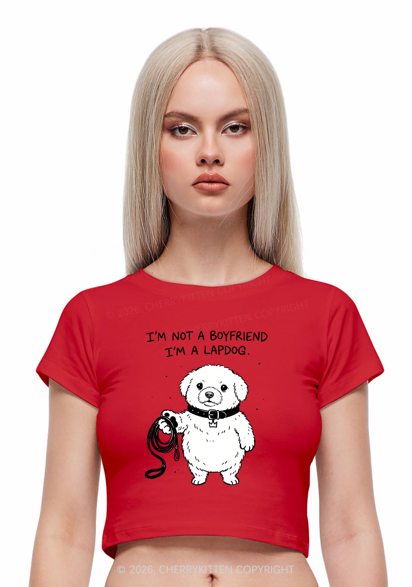 Im A Lapdog Y2K Baby Tee Cherrykitten
