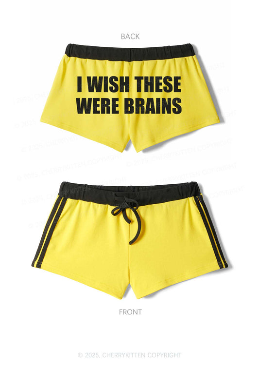 Wish These Were Brains Y2K Drawstring Mini Shorts Cherrykitten