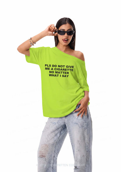 Dont Give Me Cigarette Y2K Off Shoulder Tee Cherrykitten