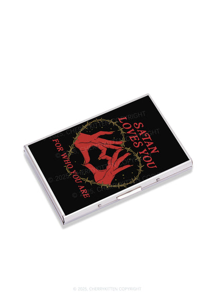 Satan Loves You Heart Halloween Y2K Mirror Cigarette Case Cherrykitten