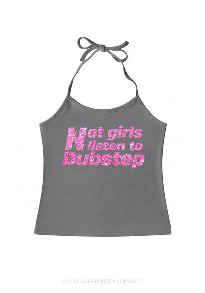 Glitter Hot Girls Listen To Dubstep Y2K Halter Neck Cami Cherrykitten