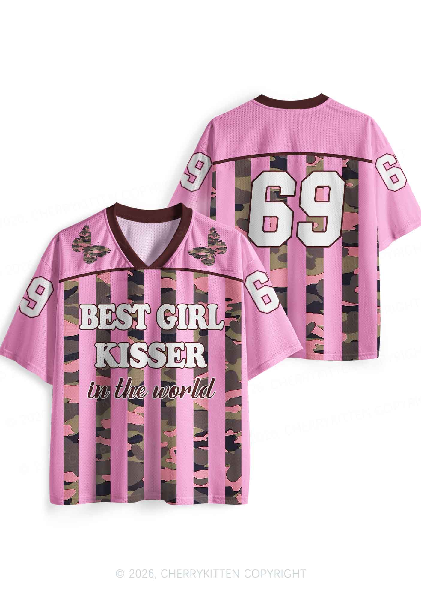 Best Girl Kisser Pink Camouflage Pride Y2K Sport Jersey Shirts Cherrykitten
