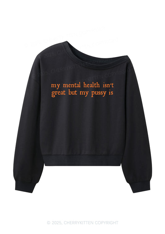 Great Mental Health Y2K Off Shoulder Sweatshirts Cherrykitten
