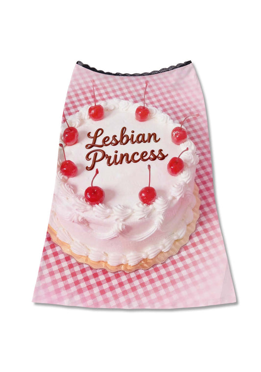Blush Lesbian Princess Cake Pride Y2K Print Midi Skirt Cherrykitten