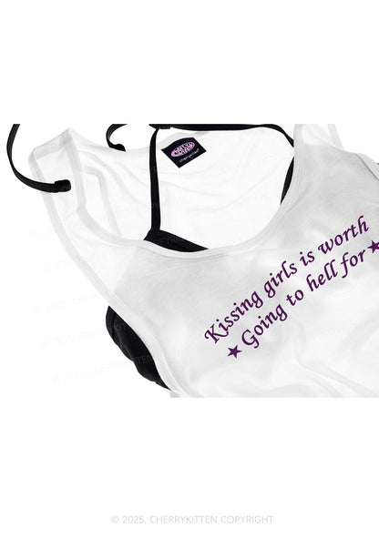 Kissing Girls is Worth Pride Y2K Sheer Boyfriend Tank Cherrykitten
