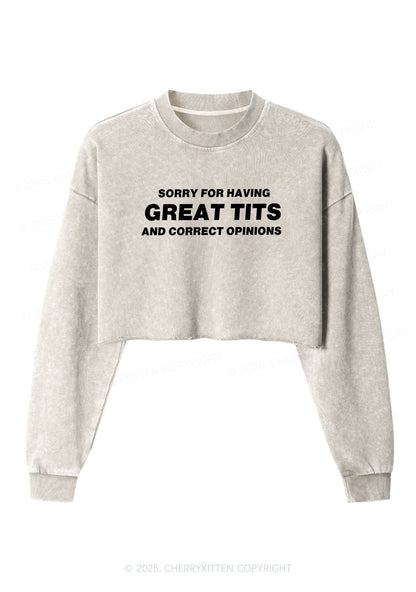 Sorry For Having Correct Opinions Y2K Crop Washed Sweatshirts Cherrykitten