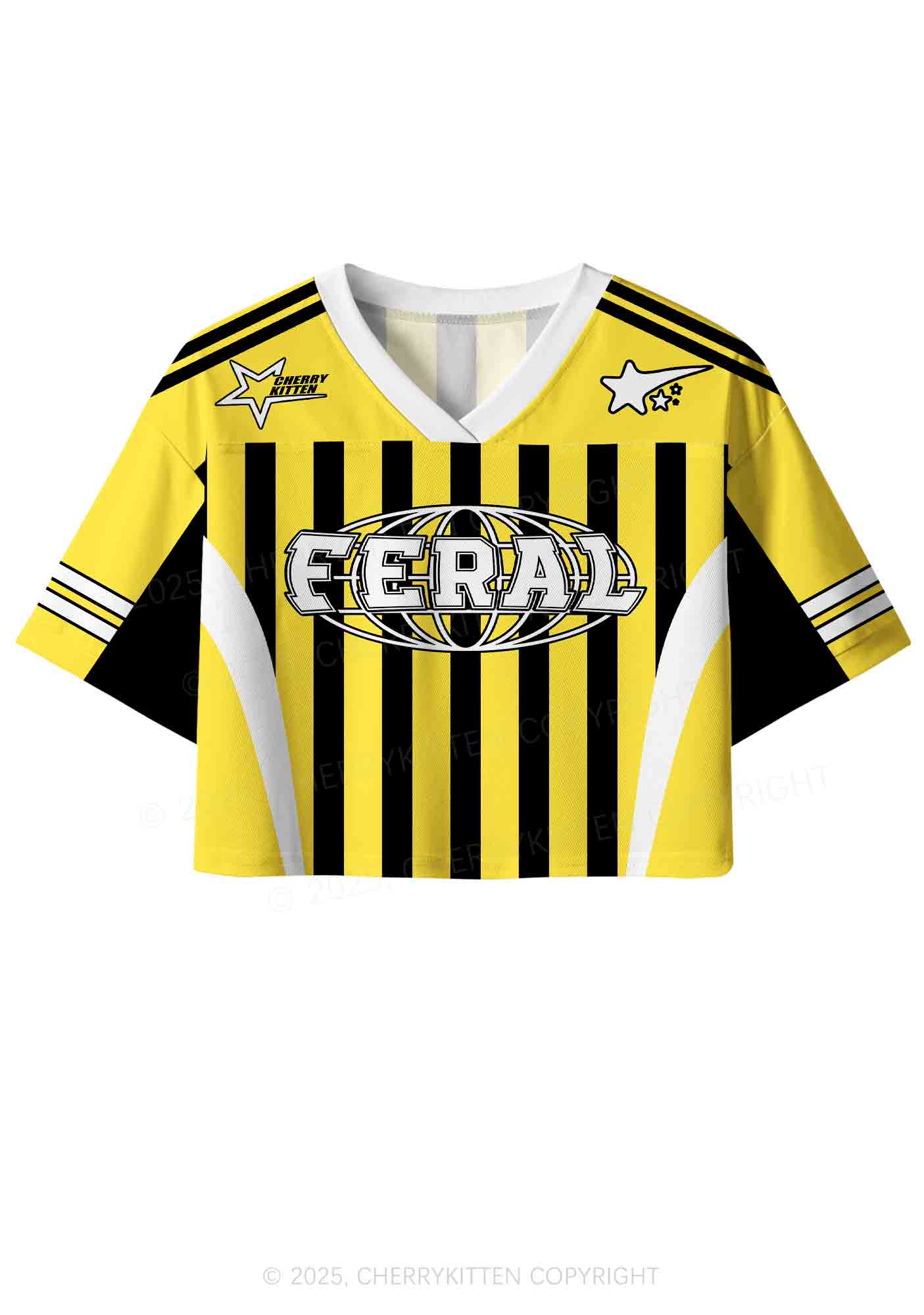Custom Yellow Feral Y2K Crop Sport Jersey Shirts Cherrykitten