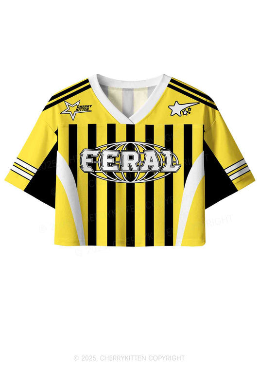 Custom Yellow Feral Y2K Crop Sport Jersey Shirts Cherrykitten