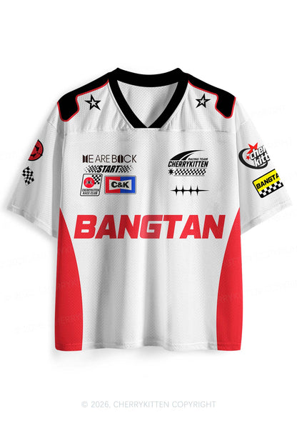 White Korean Boys Y2K Sport Jersey Shirts Cherrykitten