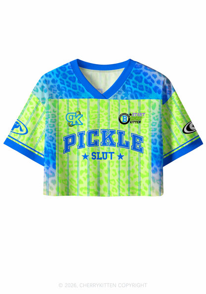 Green Pickle Slxt Y2K Crop Sport Jersey Shirts Cherrykitten