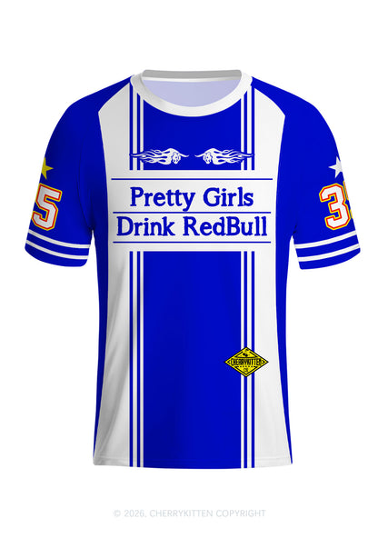 Girls Drink Red Y2K Football Jersey Shirts Cherrykitten