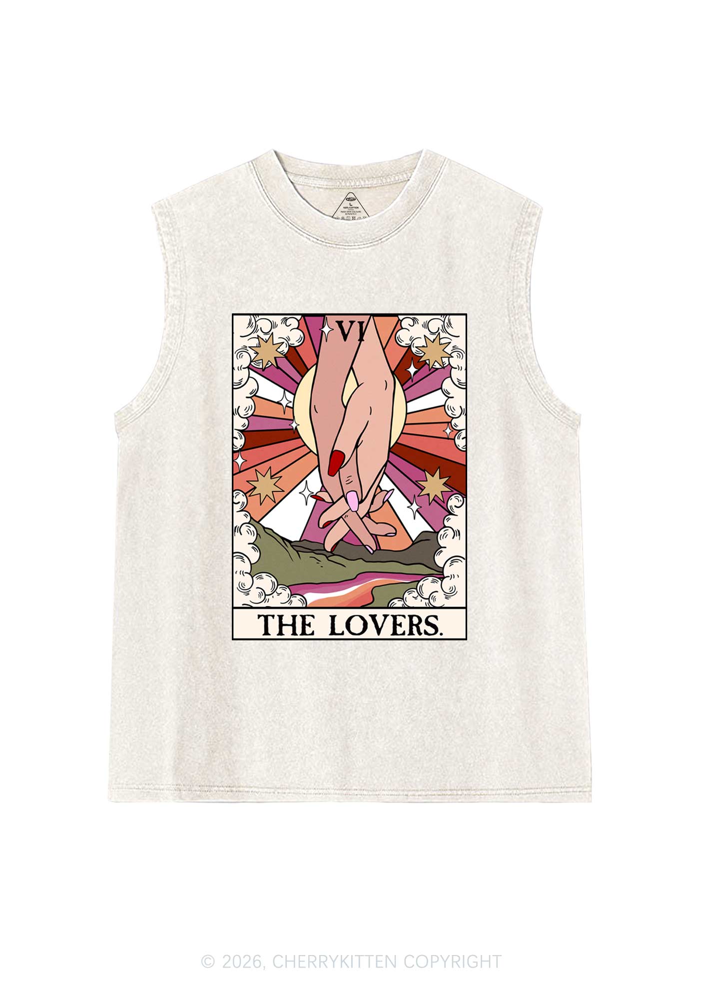 The Lesbian Lovers Pride Y2K Washed Muscle Tank Cherrykitten