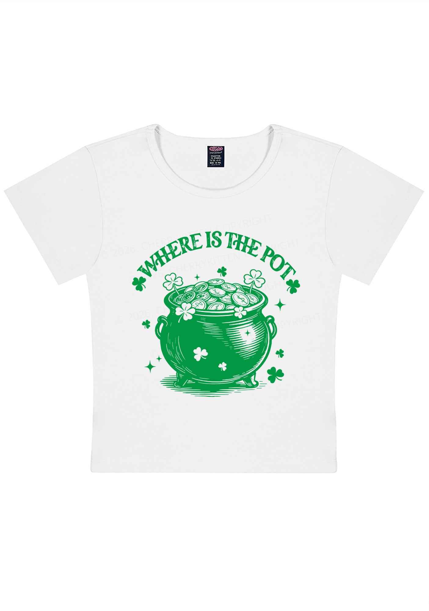 Where Is The Pot St Patricks Y2K Baby Tee Cherrykitten