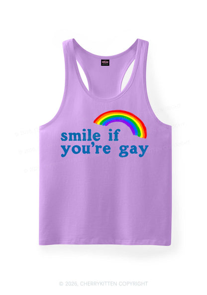 Smile If You Are Gay Pride Y2K Men Racerback Tank Top Cherrykitten