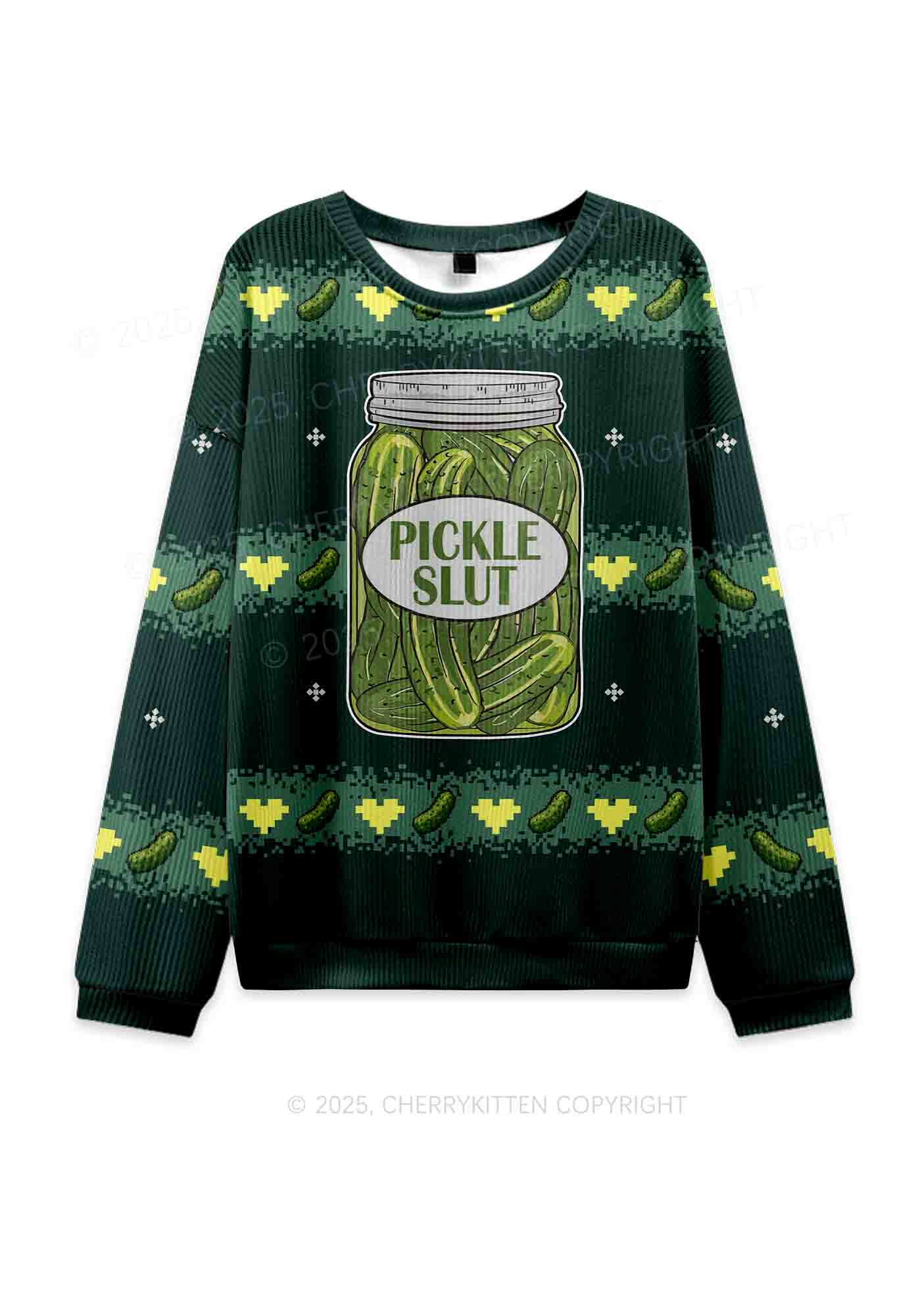 Pickle Slxt Y2K Christmas Knit Sweatshirt Cherrykitten