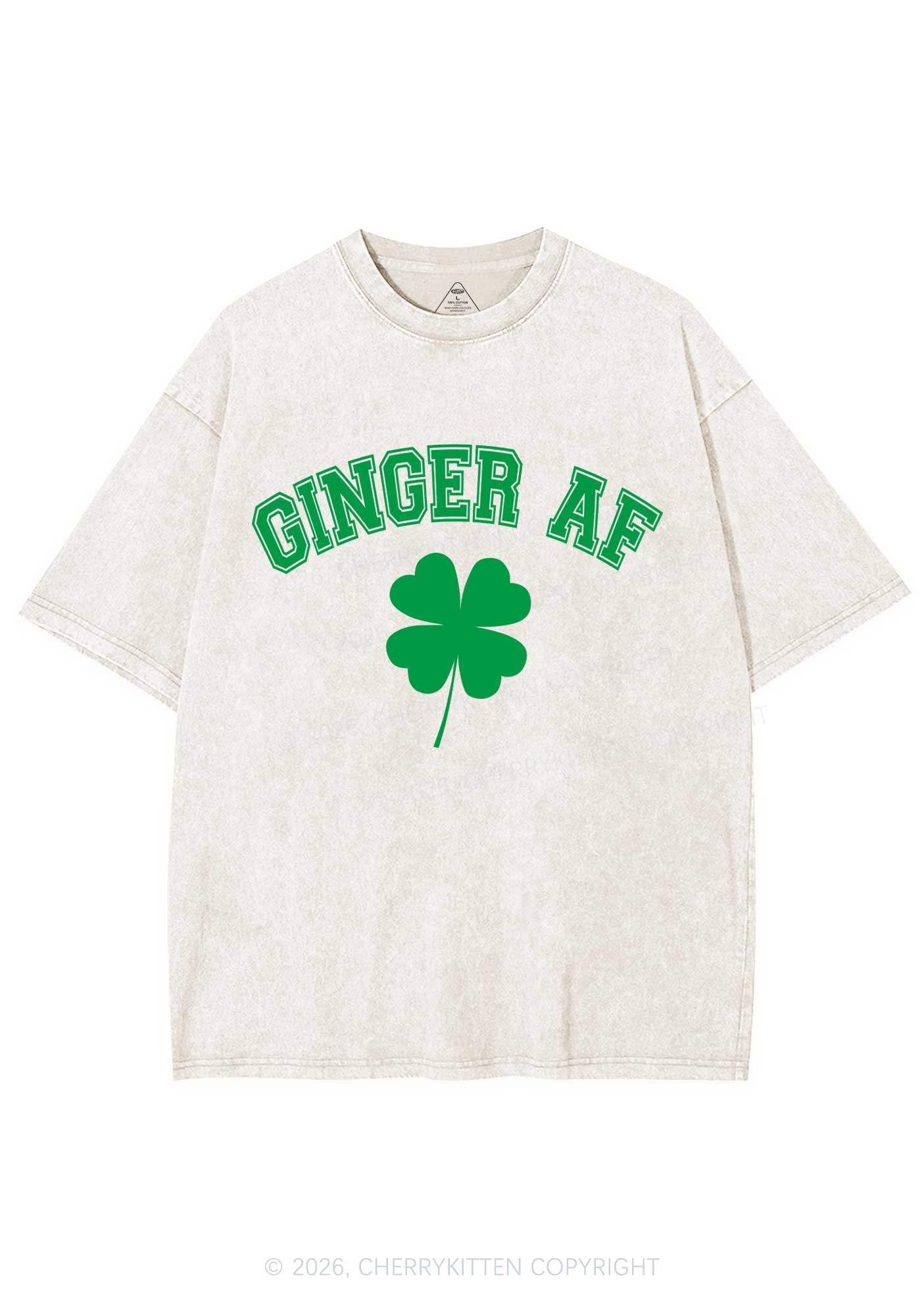 Ginger AF St Patricks Y2K Shirts Washed Tee Cherrykitten