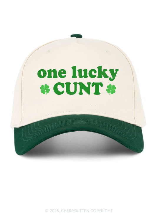 Embroidered One Lucky Cxxt St Patricks Y2K Color Block Baseball Cap Cherrykitten