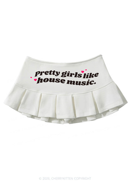 Pretty Girls Like House Music Y2K Mini Pleated Skirts Cherrykitten