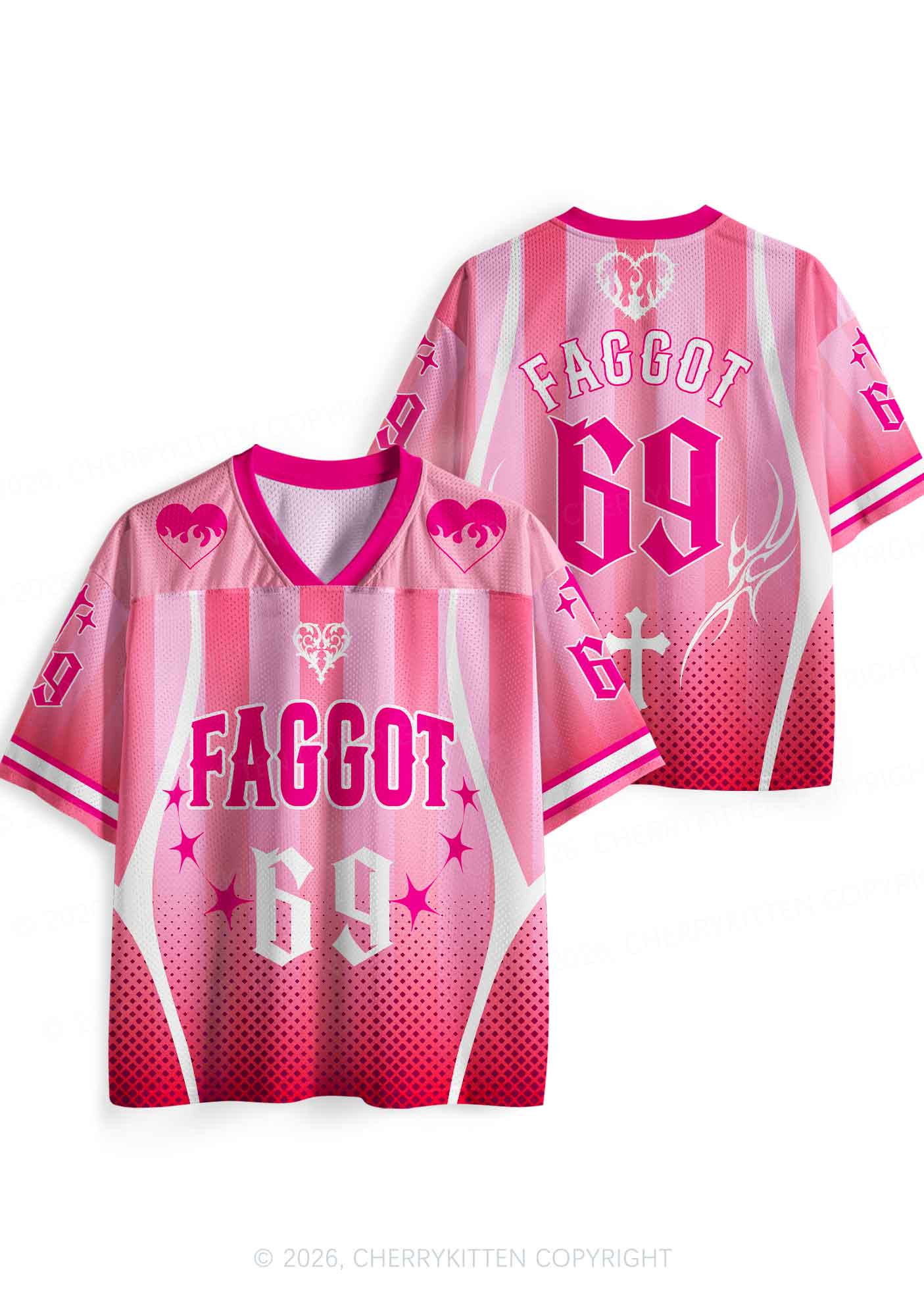 Pink Faggot Heart Pride Y2K Sport Jersey Shirts Cherrykitten