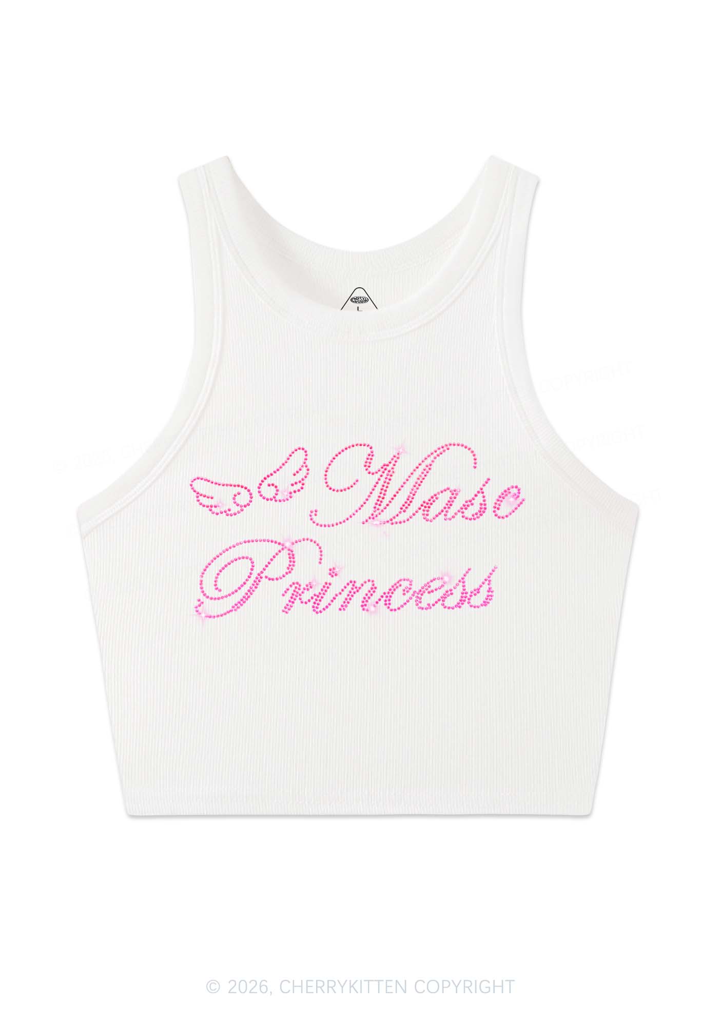 Rhinestone Masc Princess Pride Y2K Crop Tank Top Cherrykitten