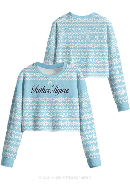 Father Figure Y2K Christmas Crop Knit Sweatshirt Cherrykitten