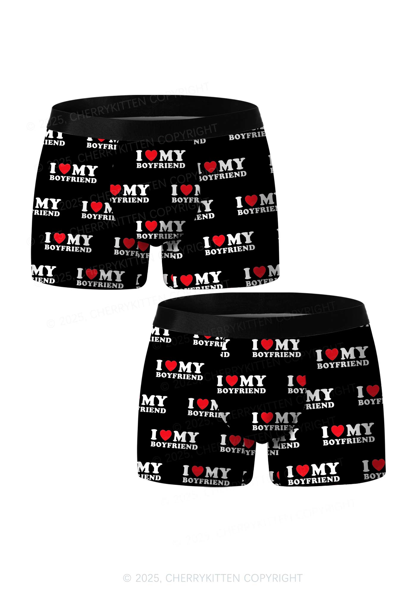 I Love My Boyfriend Valentine's Day Y2K Print Couples Boxer Briefs Set Cherrykitten
