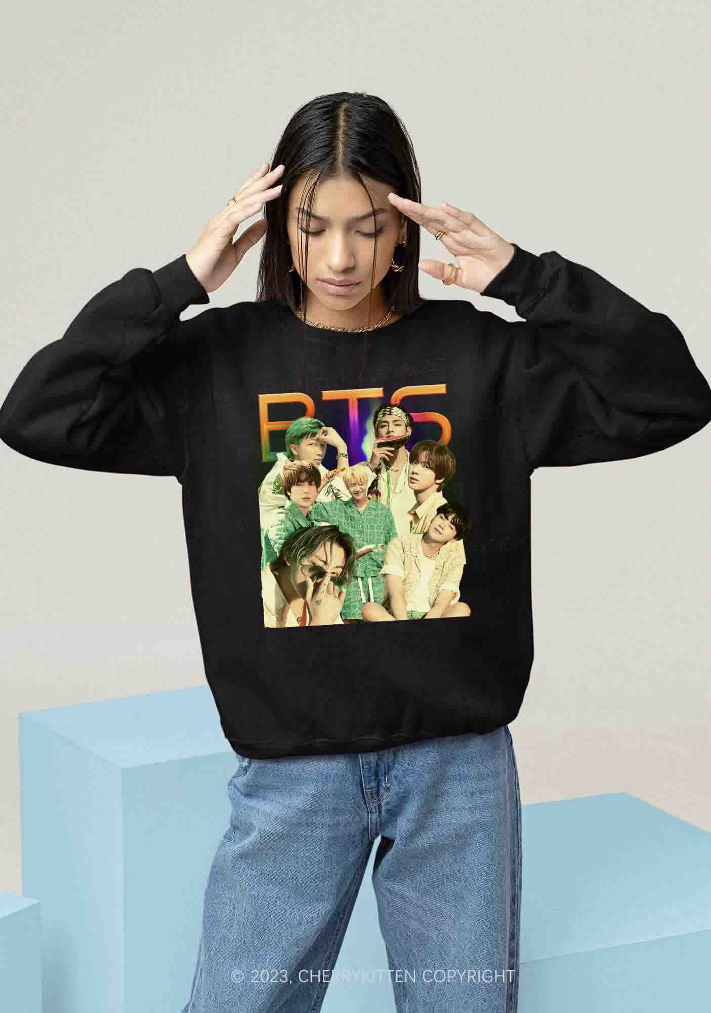 Rainbow Bangtan Kpop Y2K Sweatshirt Cherrykitten