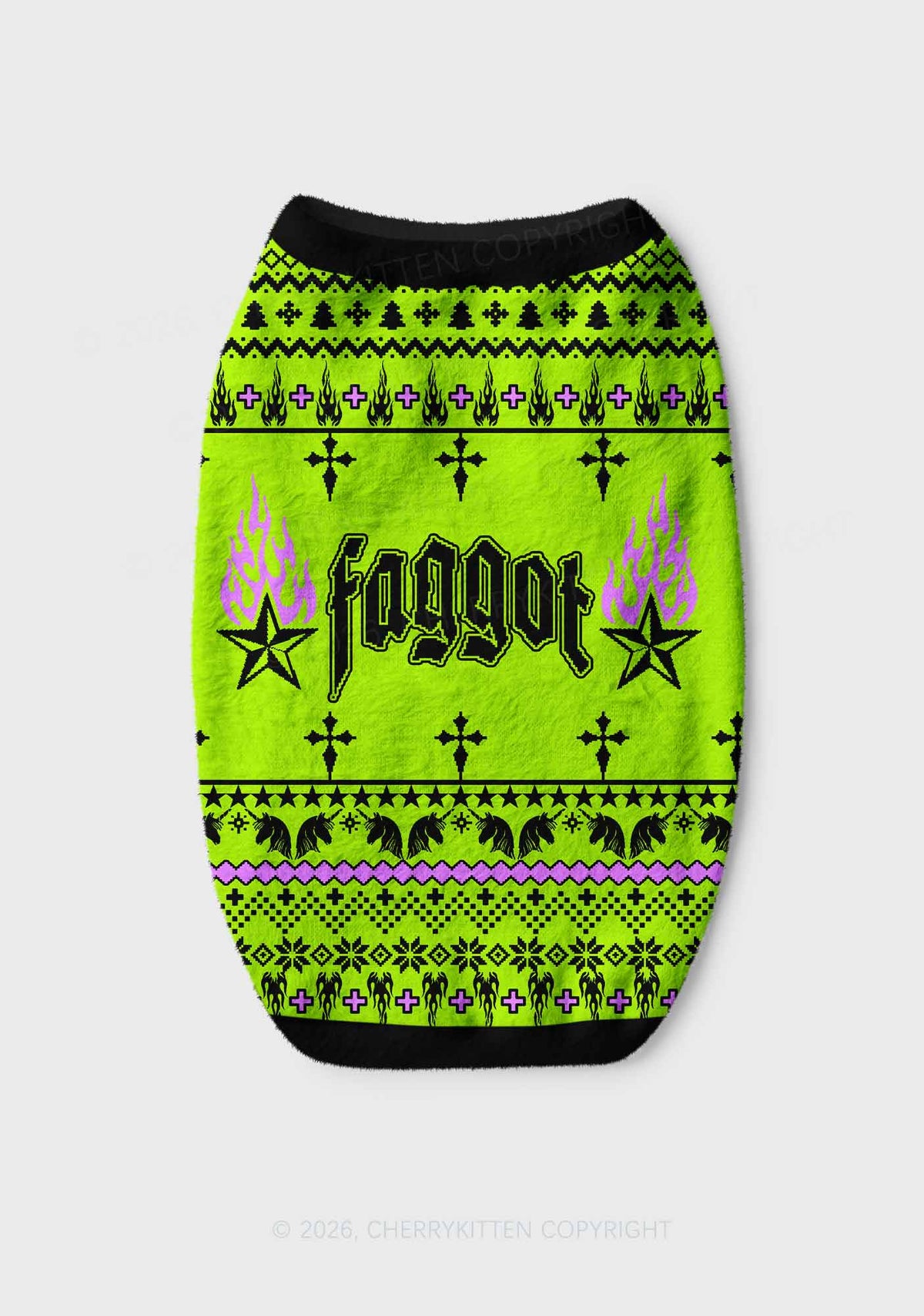 Faggot Stars Pride Y2K Pet Knit Sweatshirt Cherrykitten