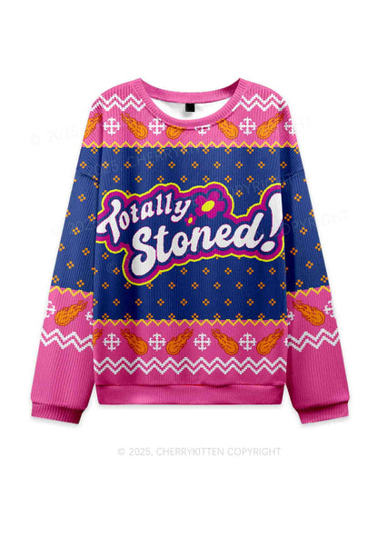 Totally Stoned Y2K Christmas Knit Sweatshirt Cherrykitten