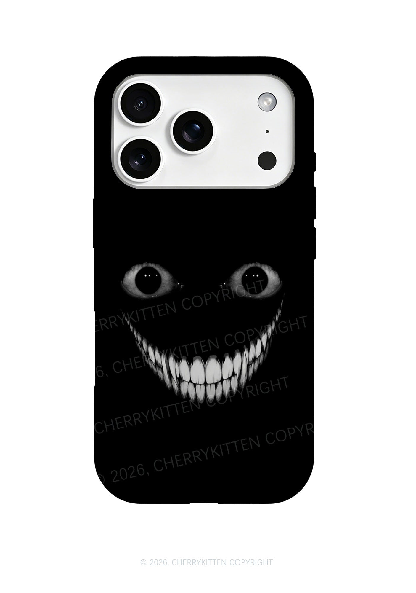 Halloween Black Creepy Grin Y2K Phone Case Cherrykitten