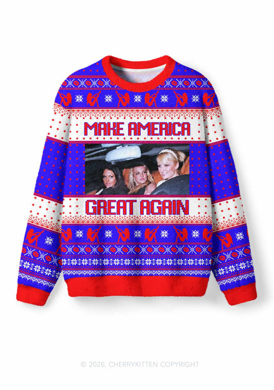 Make America Great Again Y2K Christmas Knit Sweatshirt Cherrykitten