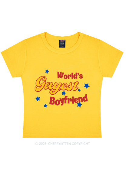 Worlds Gayest Boyfriend Pride Y2K Baby Tee Cherrykitten