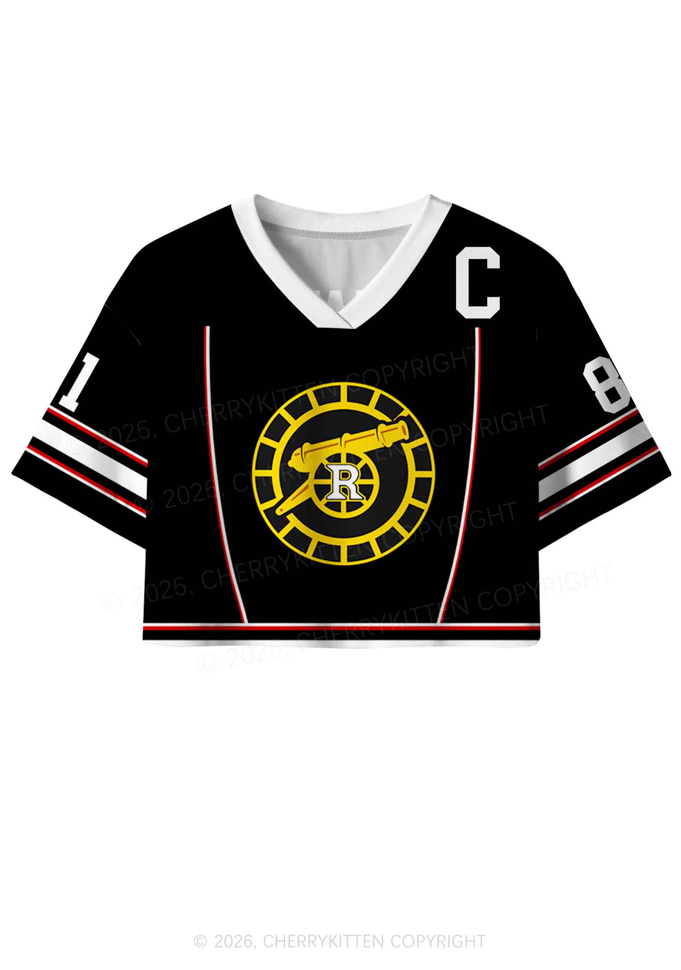 Black Gold HR Y2K Crop Sport Jersey Shirts Cherrykitten