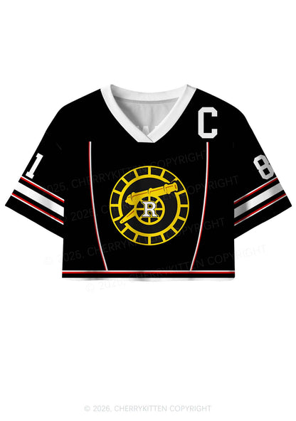 Black Gold HR Y2K Crop Sport Jersey Shirts Cherrykitten