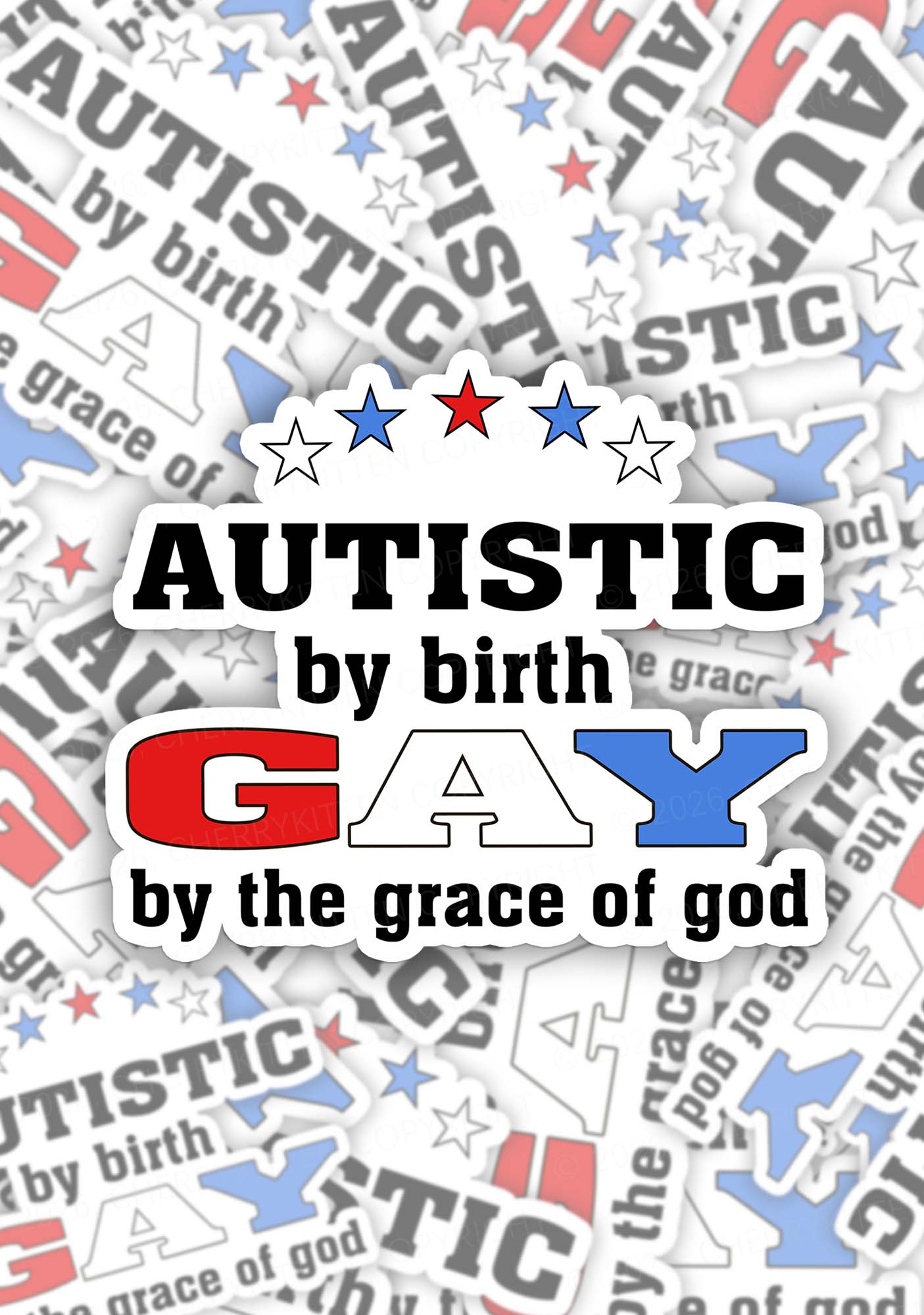 Autistic By Birth Gay Pride 1pc Y2K Sticker Cherrykitten