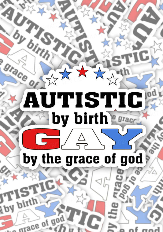 Autistic By Birth Gay Pride 1pc Y2K Sticker Cherrykitten