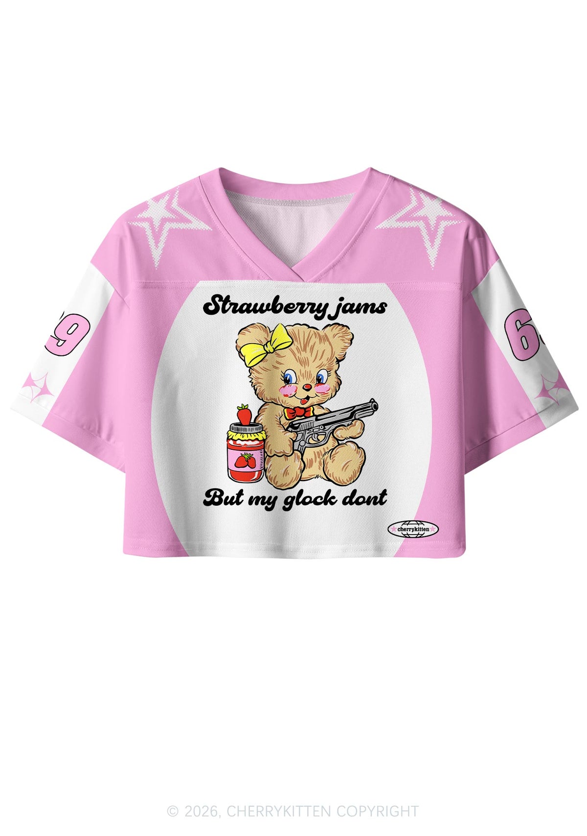Strawberry Jams Bear Y2K Crop Sport Jersey Shirts Cherrykitten