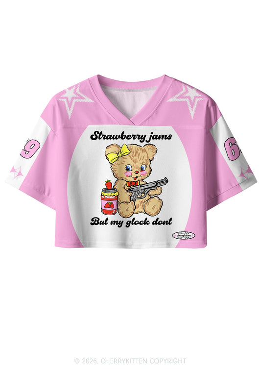 Strawberry Jams Bear Y2K Crop Sport Jersey Shirts Cherrykitten