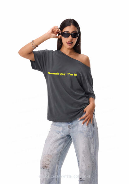 Sounds Gay Pride Y2K Off Shoulder Tee Cherrykitten