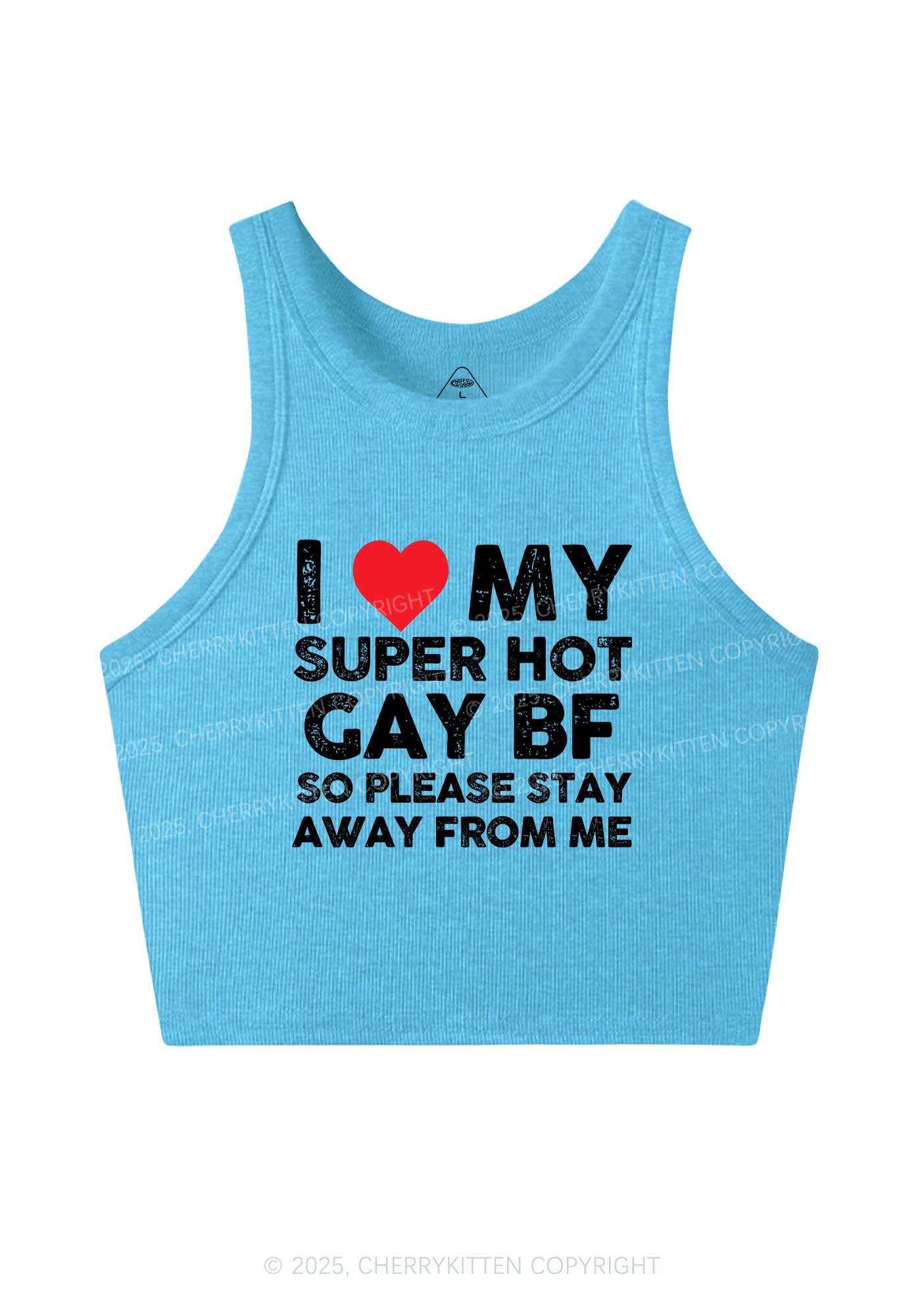 I Love My Hot BF Pride Y2K Crop Tank Top Cherrykitten