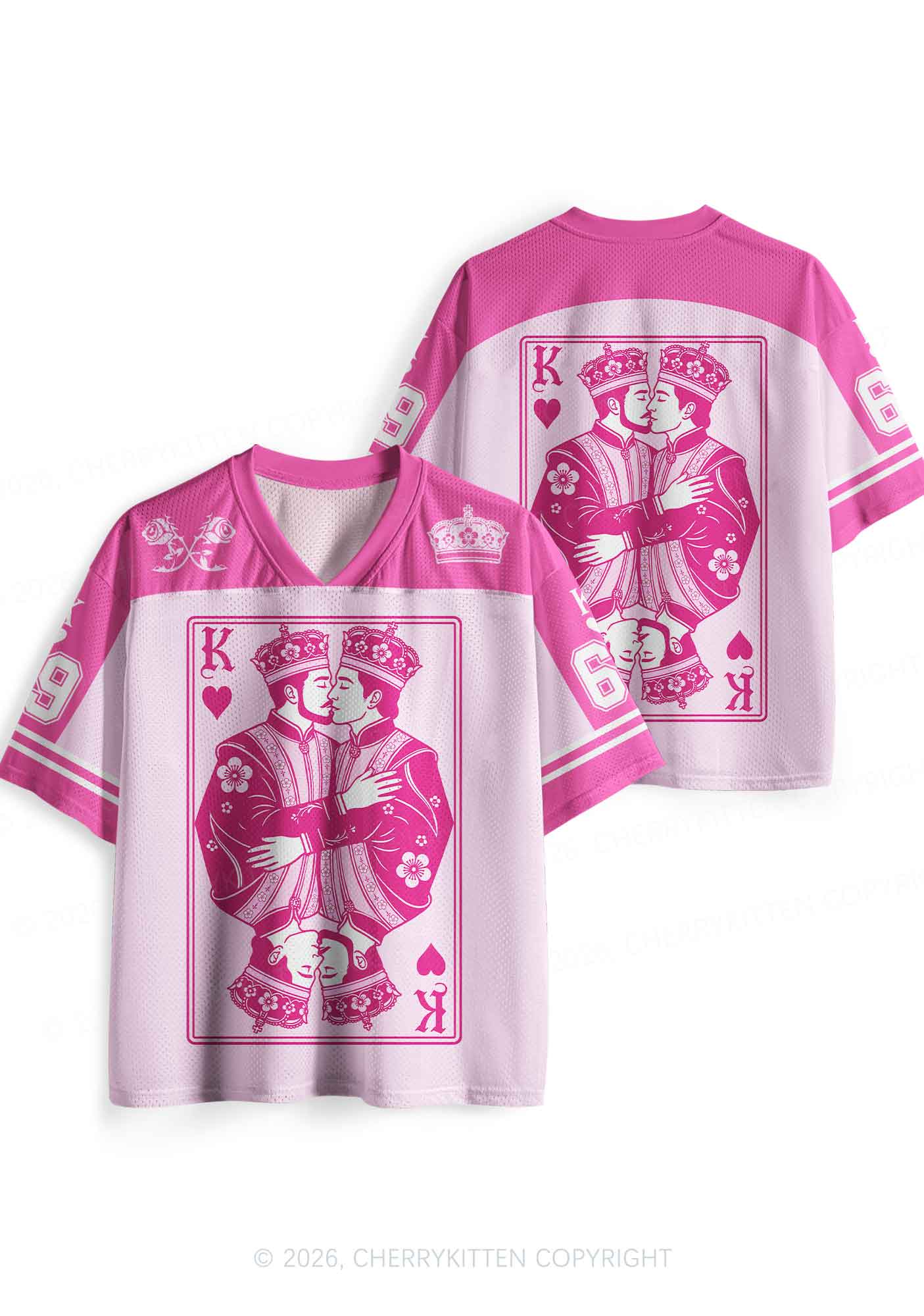Pink Floral Two Kings Pride Y2K Sport Jersey Shirts Cherrykitten