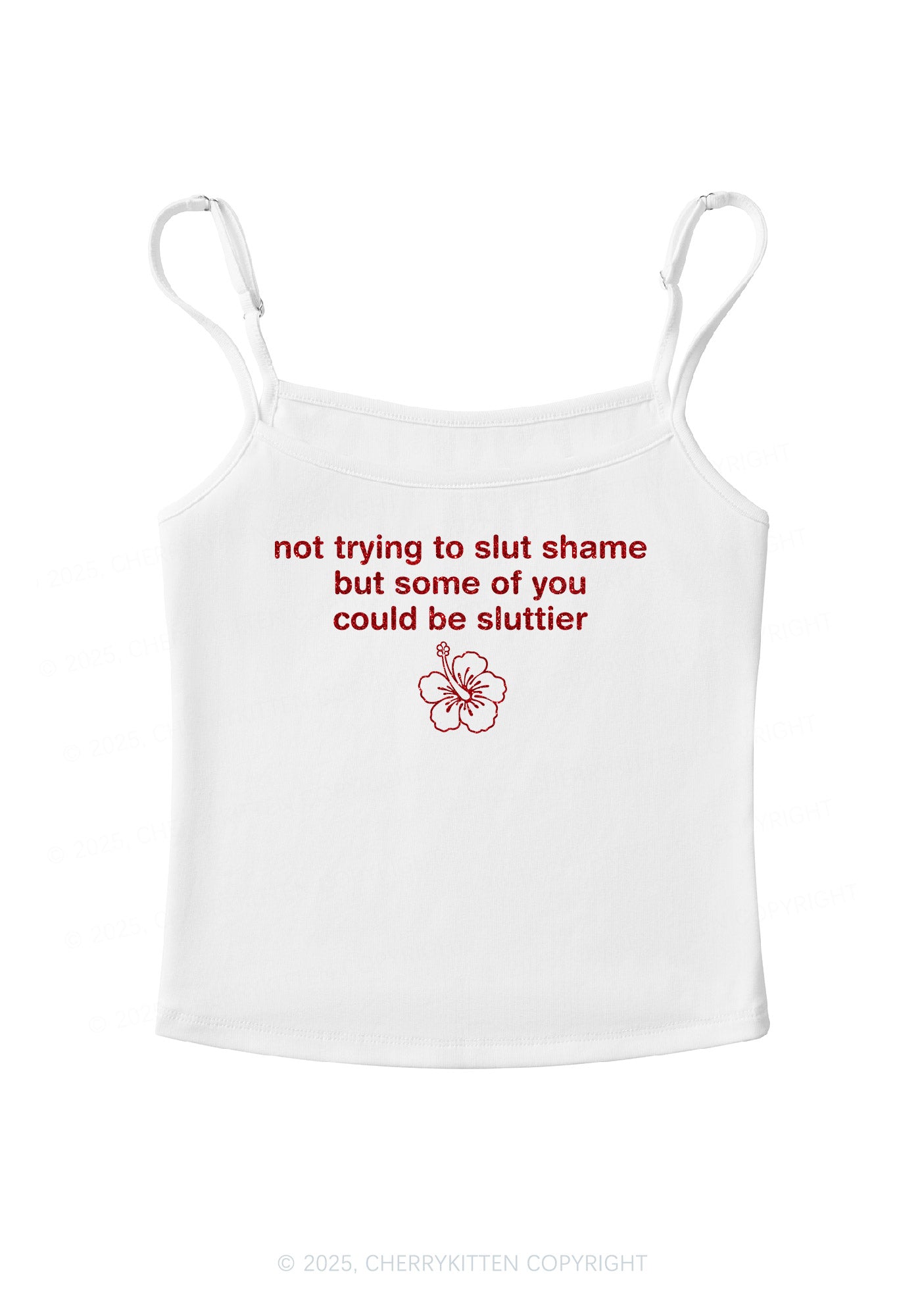 Glitter Not Trying To Slxt Shame Y2K Spaghetti Strap Cami Cherrykitten