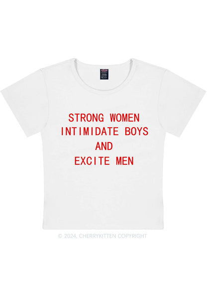 Strong Women Excite Men Y2K Baby Tee Cherrykitten