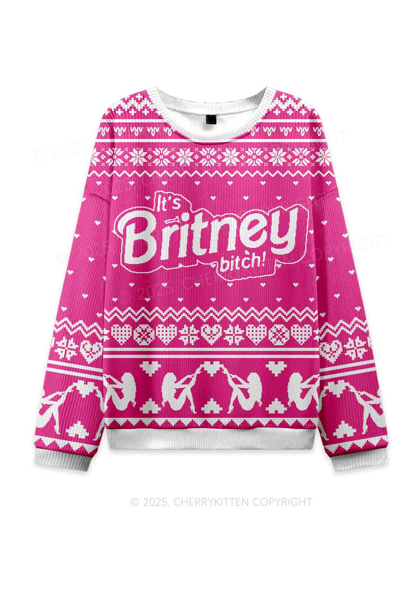 Its Britney Bixch Y2K Christmas Knit Sweatshirt Cherrykitten